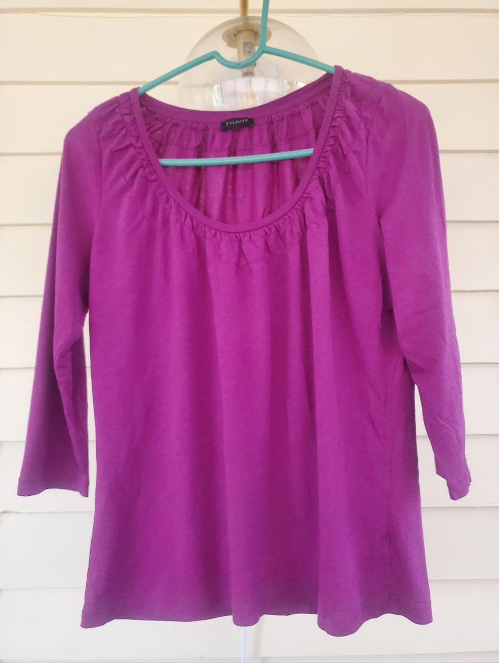 Talbots Scoop Neck Long Sleeve Top - Bright Magenta